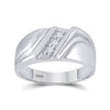 10kt White Gold Mens Round Diamond Wedding Single Row Band Ring 1/10 Cttw