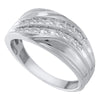 10kt White Gold Mens Round Channel-set Diamond Diagonal Double Row Wedding Band 1/3 Cttw