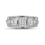 14kt White Gold Princess Diamond Cluster Bridal Wedding Engagement Ring 1/2 Cttw