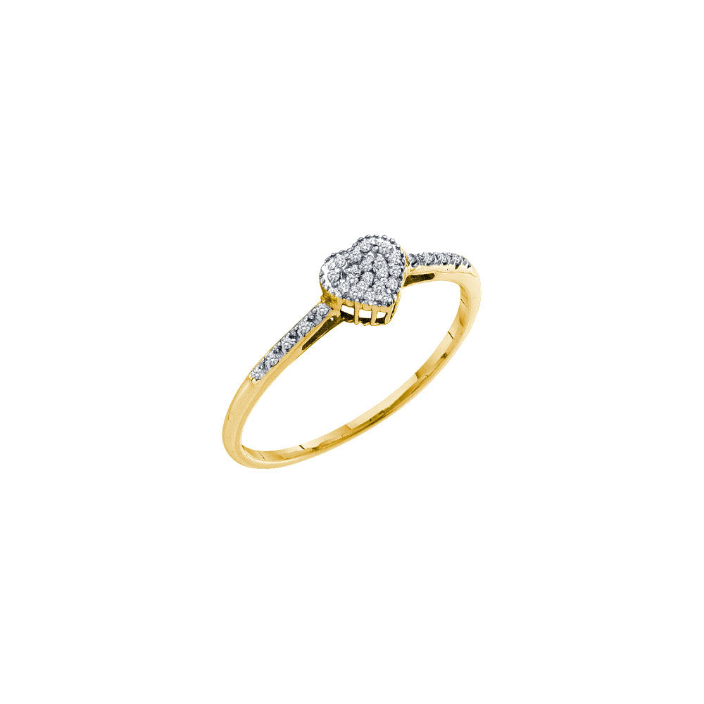 14kt Yellow Gold Womens Round Diamond Slender Heart Ring 1/20 Cttw