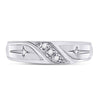 10k White Gold Round Diamond Mens Cross Wedding Anniversary Band Ring 1/20 Cttw