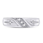 10k White Gold Round Diamond Mens Cross Wedding Anniversary Band Ring 1/20 Cttw