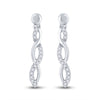 10kt White Gold Womens Round Diamond Dangle Earrings 1/4 Cttw