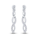 10kt White Gold Womens Round Diamond Dangle Earrings 1/4 Cttw