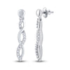 10kt White Gold Womens Round Diamond Dangle Earrings 1/4 Cttw