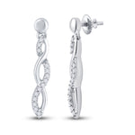 10kt White Gold Womens Round Diamond Dangle Earrings 1/4 Cttw