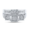 Sterling Silver Round Diamond Bridal Wedding Ring Band Set 1/3 Cttw