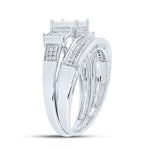 Sterling Silver Round Diamond Bridal Wedding Ring Band Set 1/3 Cttw