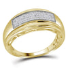 Yellow-tone Sterling Silver Mens Round Diamond Wedding Band Ring 1/5 Cttw