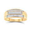 Yellow-tone Sterling Silver Mens Round Diamond Band Ring 1/5 Cttw