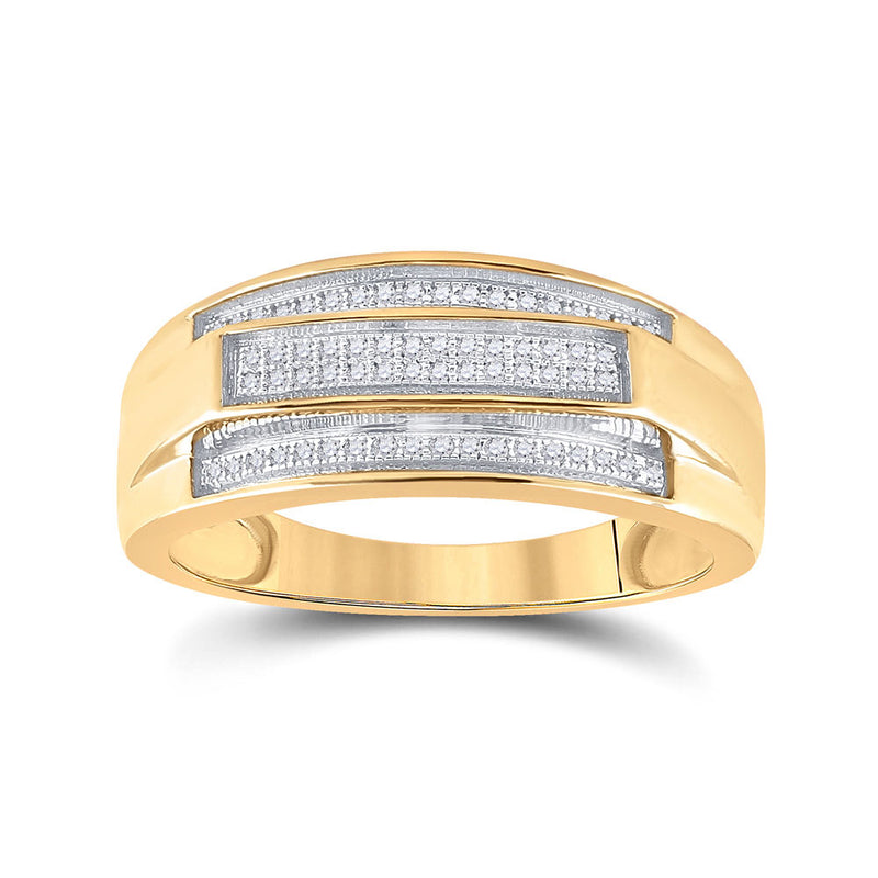 Yellow-tone Sterling Silver Mens Round Diamond Band Ring 1/5 Cttw