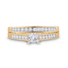 14kt Yellow Gold Princess Diamond Bridal Wedding Ring Band Set 1/2 Cttw