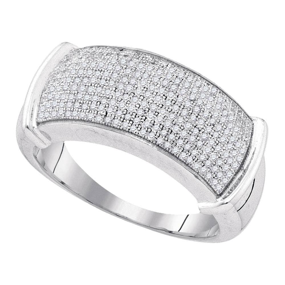 Sterling Silver Mens Round Diamond Band Ring 1/2 Cttw