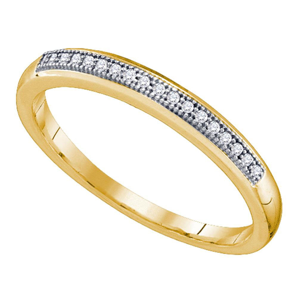 10k Yellow Gold Womens Round Diamond Bridal Wedding Anniversary Band 1/20 Cttw