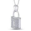 10kt White Gold Womens Round Diamond Key Lock Dangle Pendant 1/8 Cttw