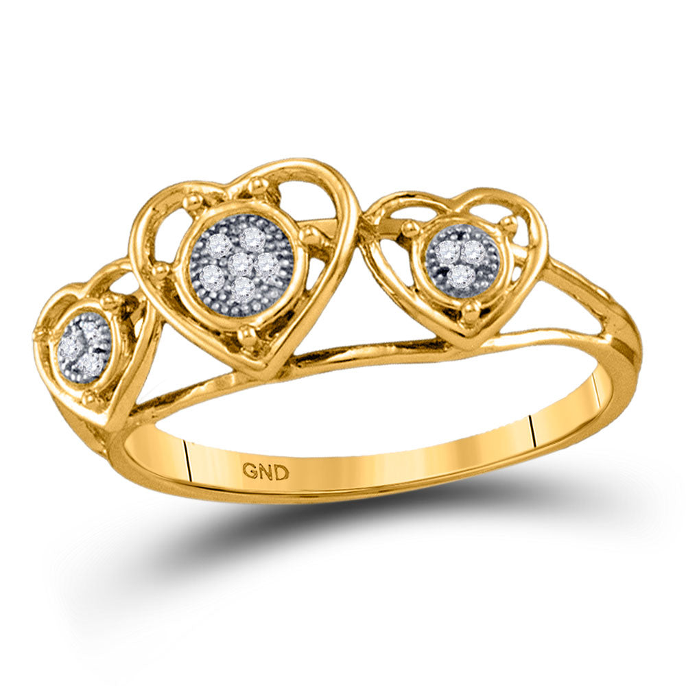 10kt Yellow Gold Womens Round Diamond Heart Ring .03 Cttw