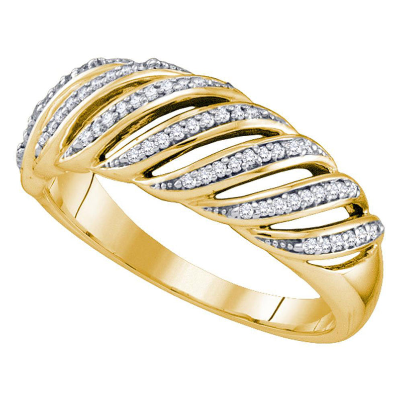 10kt Yellow Gold Womens Round Diamond Band Ring 1/5 Cttw