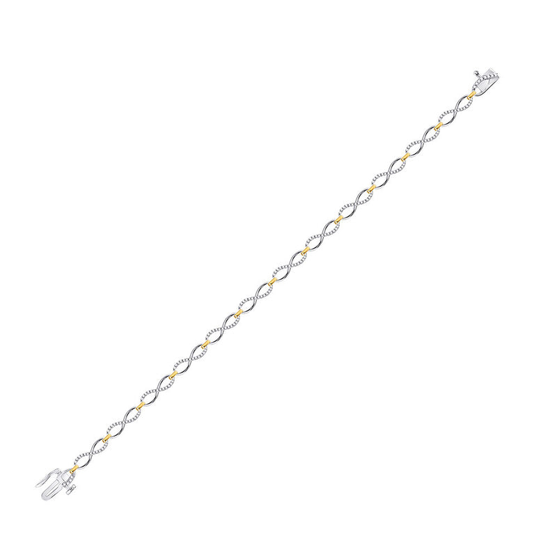 10kt Two-tone Gold Womens Diamond Infinity Bracelet 1/2 Cttw