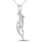 10kt White Gold Womens Round Diamond Dolphin Nautical Animal Pendant 1/12 Cttw