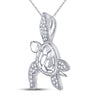 10kt White Gold Womens Round Diamond Turtle Tortoise Animal Pendant 1/10 Cttw