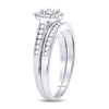 14kt White Gold Diamond Heart Bridal Wedding Ring Band Set 1/2 Cttw