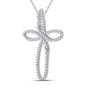 10kt White Gold Womens Round Diamond Cross Pendant 1/4 Cttw