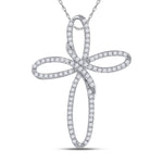 10kt White Gold Womens Round Diamond Cross Pendant 1/4 Cttw