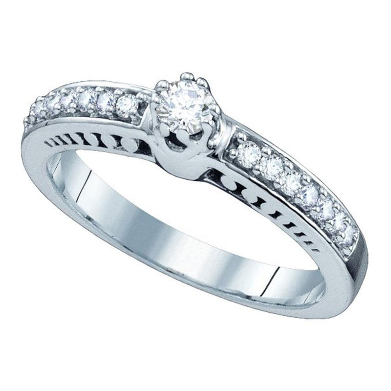 14kt White Gold Round Diamond Solitaire Bridal Wedding Engagement Ring 1/4 Cttw