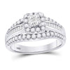 14kt White Gold Princess Diamond Cluster Bridal Wedding Engagement Ring 1 Cttw