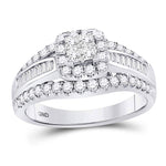 14kt White Gold Princess Diamond Cluster Bridal Wedding Engagement Ring 1 Cttw