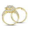 14kt Yellow Gold Princess Round Diamond Bridal Wedding Ring Band Set 1-3/4 Cttw