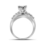 10kt White Gold Princess Diamond Cluster Bridal Wedding Engagement Ring 1 Cttw