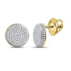 10kt Yellow Gold Mens Round Diamond Circle Cluster Stud Earrings 5/8 Cttw