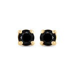 10kt Yellow Gold Womens Round Black Color Enhanced Diamond Solitaire Earrings 3/4 Cttw