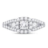 14kt White Gold Princess Diamond Halo Bridal Wedding Engagement Ring 1-1/4 Cttw