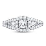 14kt White Gold Princess Diamond Halo Bridal Wedding Engagement Ring 1-1/4 Cttw