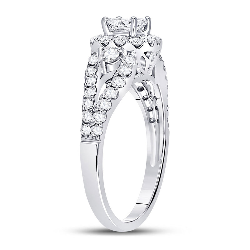 14kt White Gold Princess Diamond Halo Bridal Wedding Engagement Ring 1-1/4 Cttw