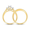 14kt Yellow Gold Round Diamond Bridal 3-Stone Wedding Engagement Ring Band Set 1 Cttw