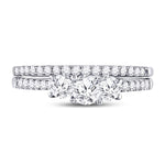 14kt White Gold Round Diamond 3-stone Bridal Wedding Ring Band Set 1 Cttw