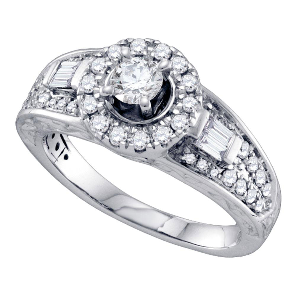 14kt White Gold Round Diamond Solitaire Bridal Wedding Engagement Ring 1 Cttw