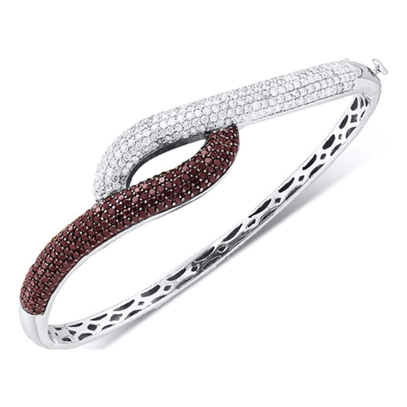 14k White Gold Womens Brown Diamond Luxury Bangle Bracelet 2-1/2 Cttw