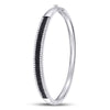 14kt White Gold Womens Round Black Color Enhanced Diamond Bangle Bracelet 1-3/8 Cttw