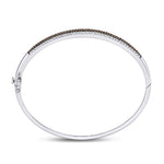 14kt White Gold Womens Round Brown Diamond Bangle Bracelet 1-3/8 Cttw