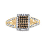 10kt Yellow Gold Womens Round Brown Diamond Cluster Ring 1/5 Cttw