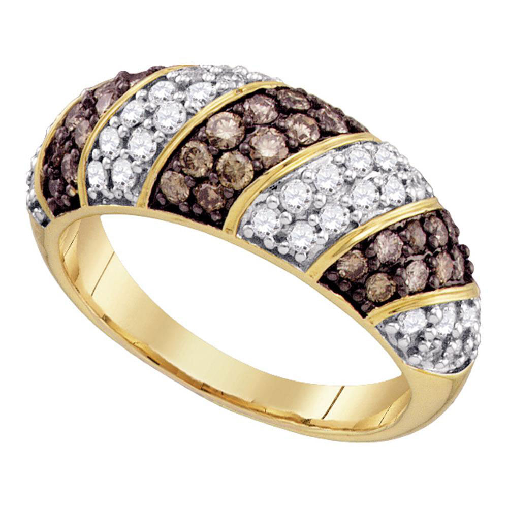 10kt Yellow Gold Womens Round Brown Diamond Band Ring 1 Cttw