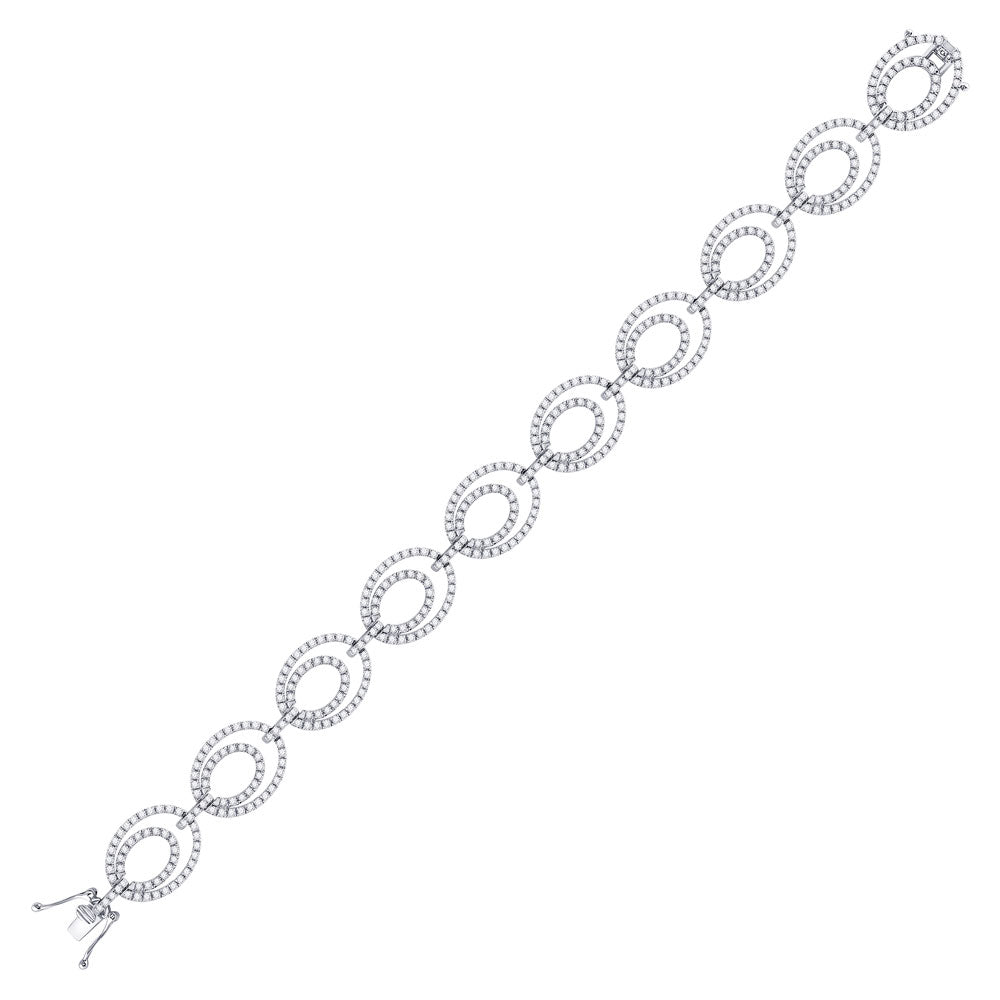 14kt White Gold Womens Round Diamond Link Oval Bracelet 4 Cttw