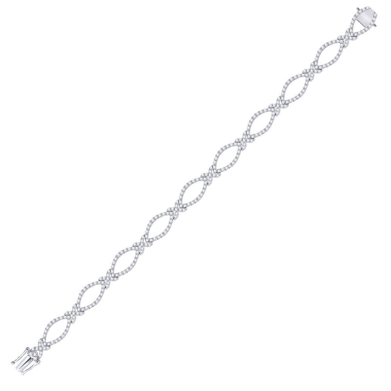 14kt White Gold Womens Round Diamond Link Bracelet 2-3/8 Cttw