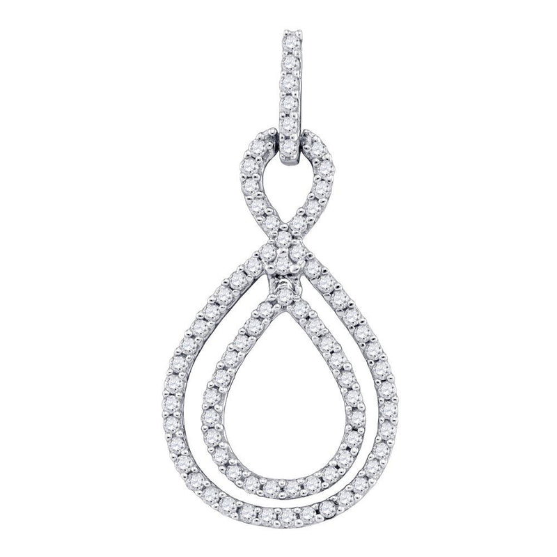 10kt White Gold Womens Round Diamond Teardrop Pendant 5/8 Cttw