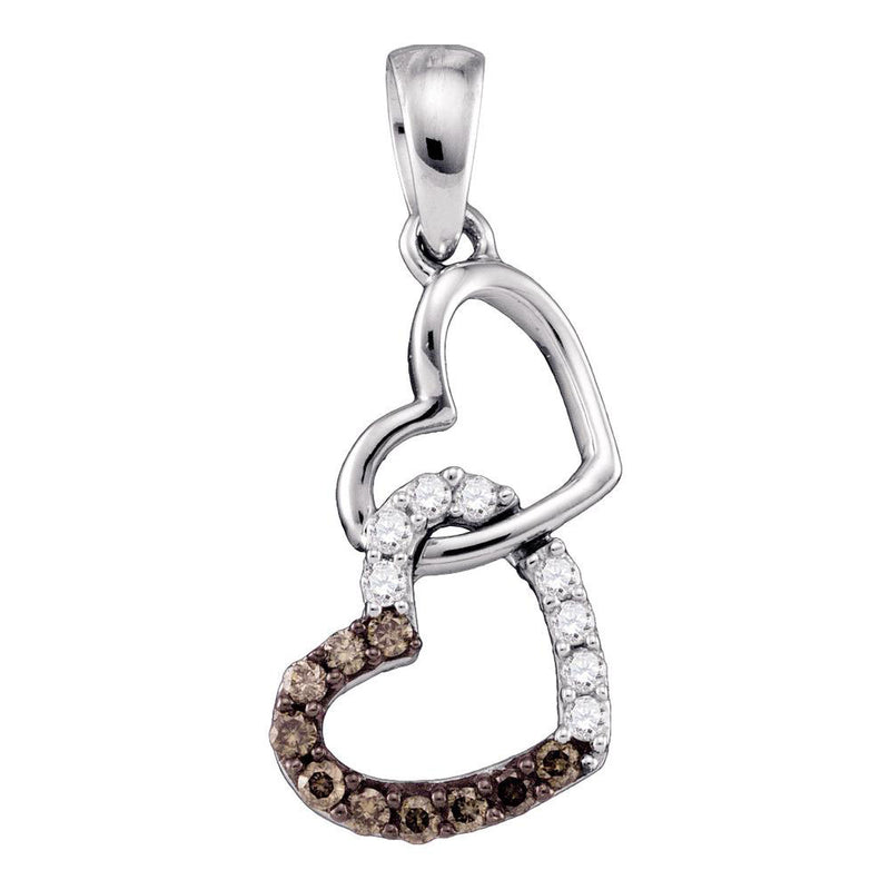 10kt White Gold Womens Round Black Color Enhanced Diamond Heart Pendant 1/6 Cttw