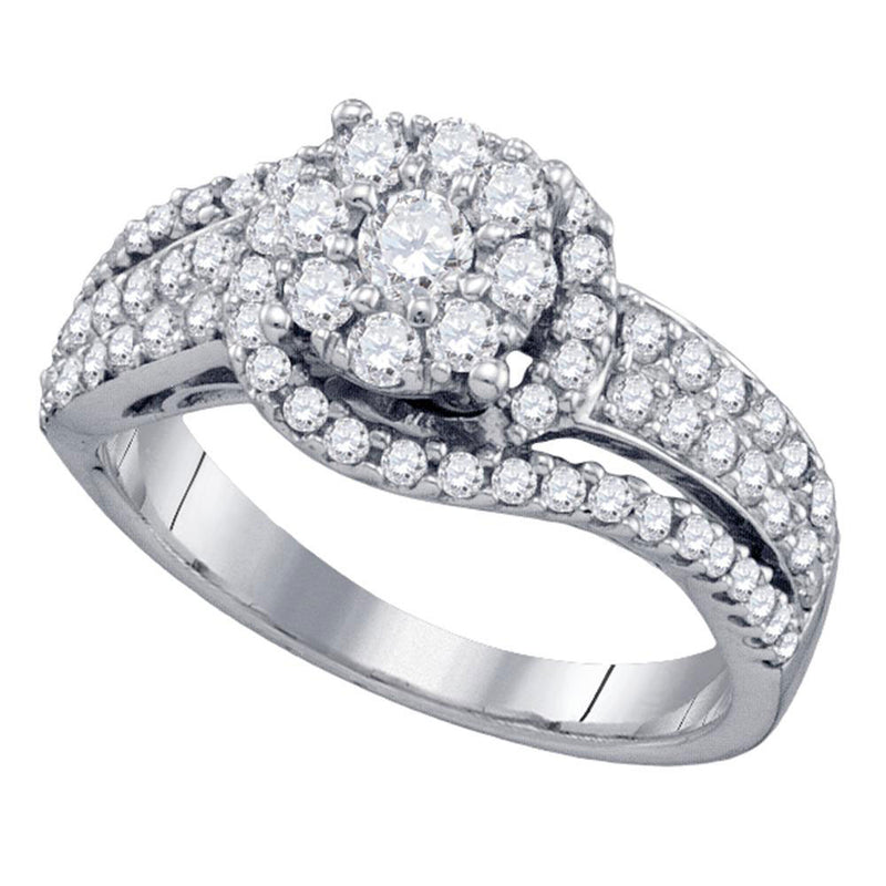 10kt White Gold Womens Round Diamond Cluster Ring 7/8 Cttw